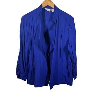 Chico's Jacket Women Size XL Blue Light Weight Coat Spring Zip Pocket Royal